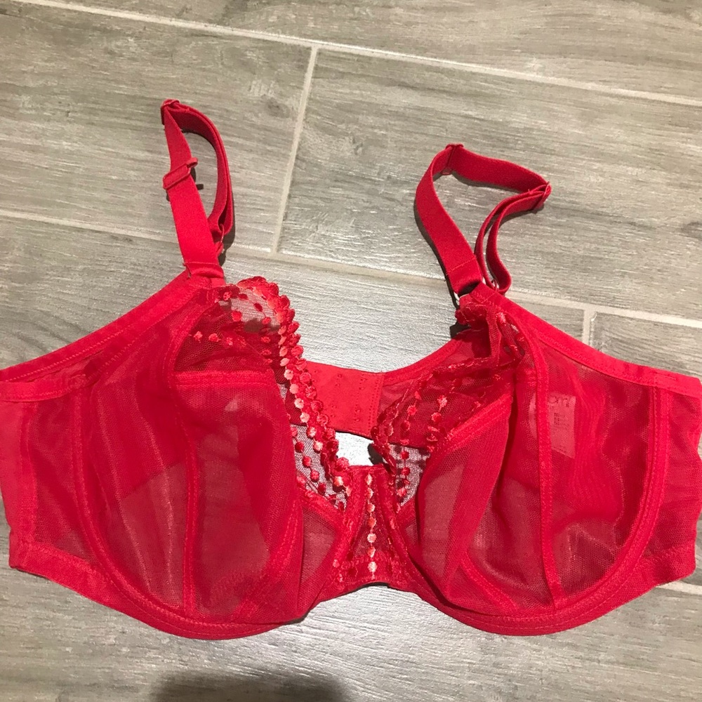 ELOMI Matilda Underwire Plunge Bra 38DDD red